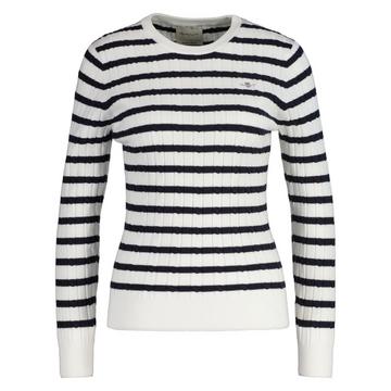 Strickpullover  Figurbetont-STRETCH COTTON CABLE STRIPE C-NECK