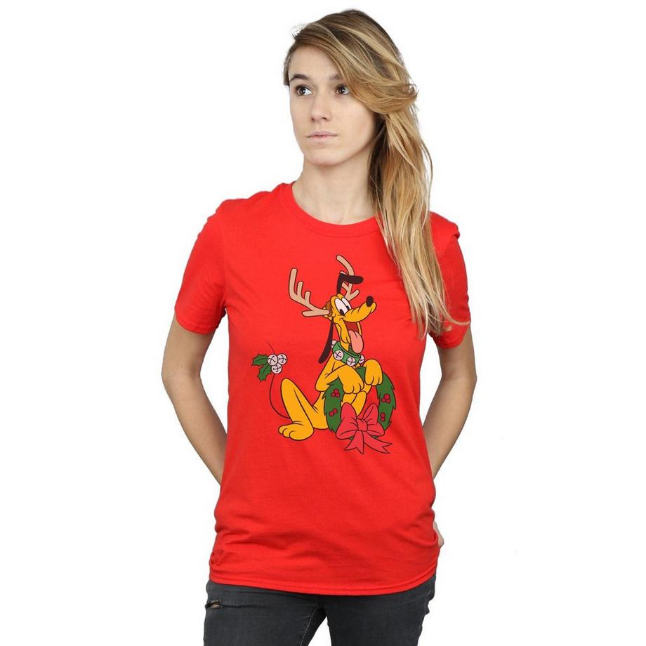 Disney Pluto Christmas T-Shirt Stampata  