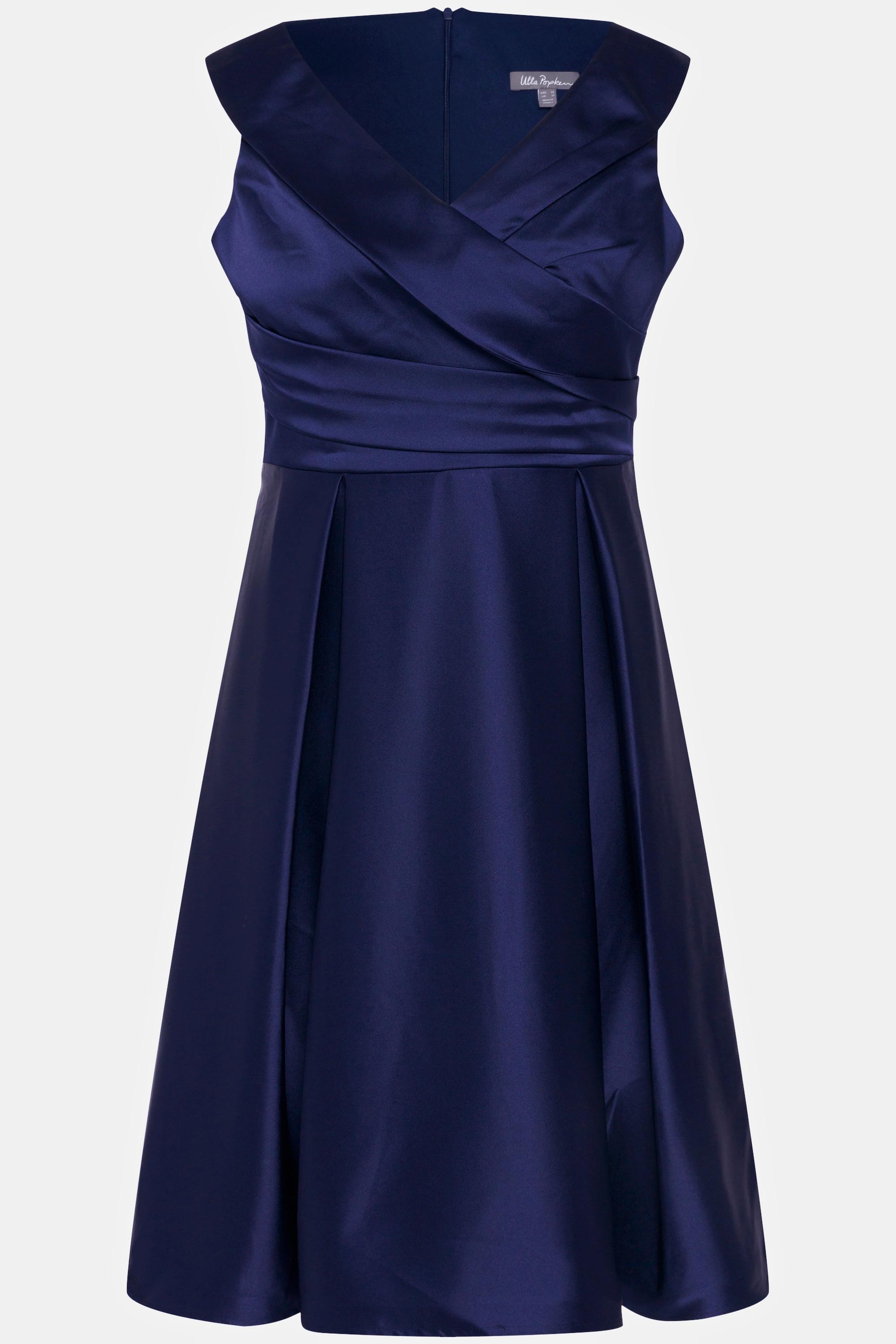 Ulla Popken Drapiertes A-Linien Ärmelloses Abendkleid  