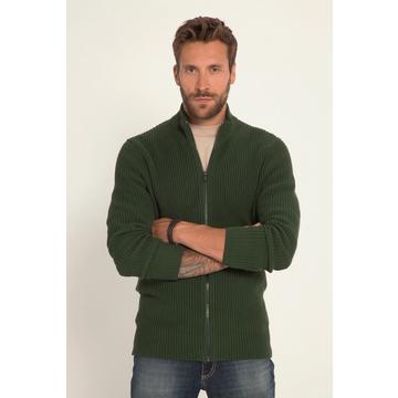 Cardigan in maglia grossa a costine con collo alto e zip