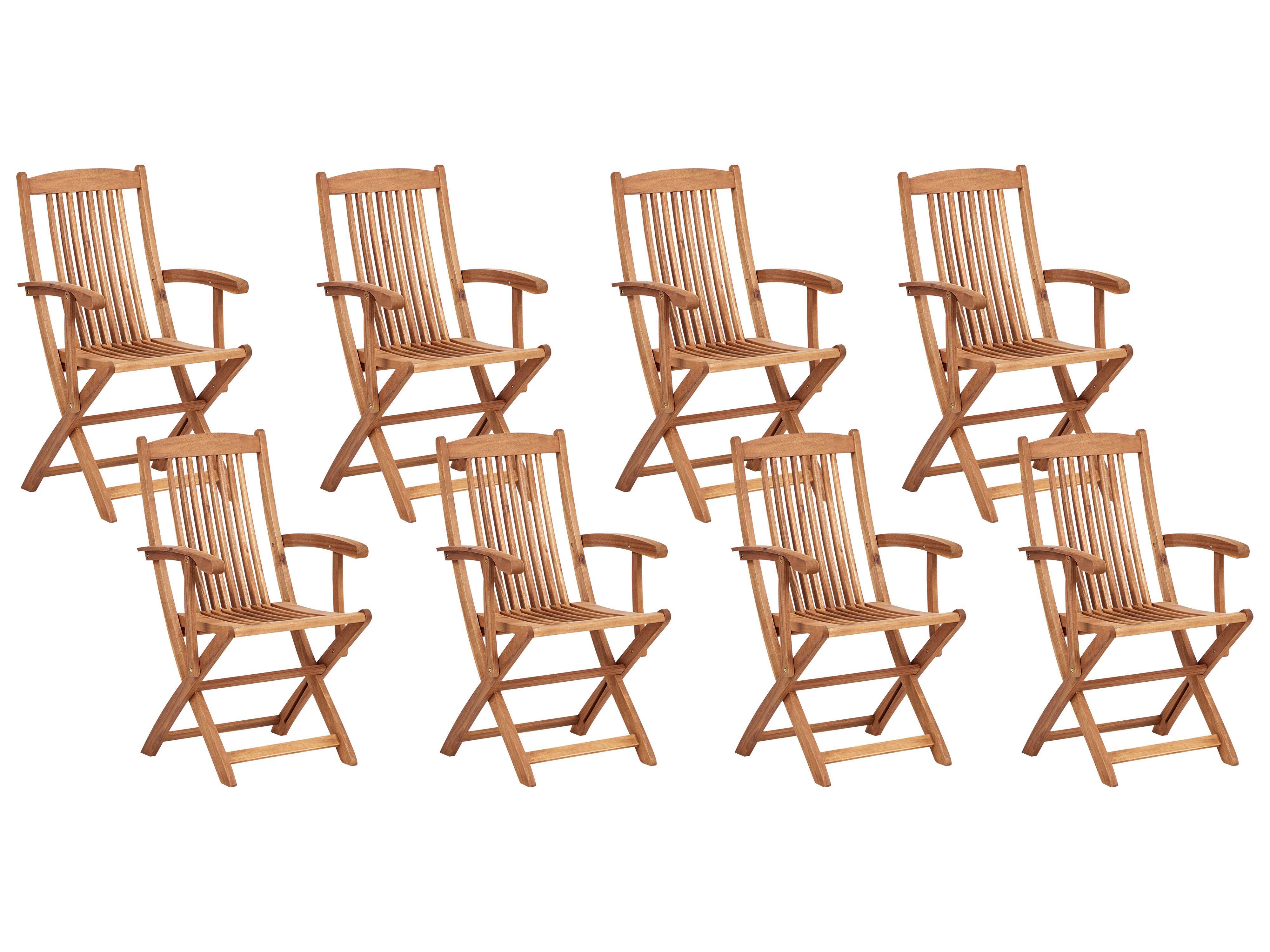 Beliani Salle à manger de jardin avec chaises en Acacia Traditionnel MAUI PREMIUM  