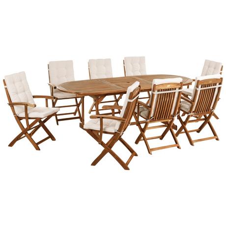 Beliani Salle à manger de jardin avec chaises en Acacia Traditionnel MAUI PREMIUM  