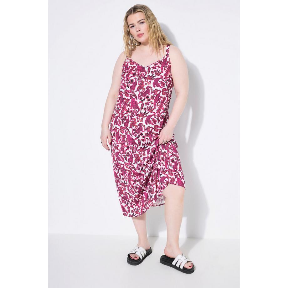 Studio Untold Maxikleid A-Linie Satin Leo-Alloverdruck  