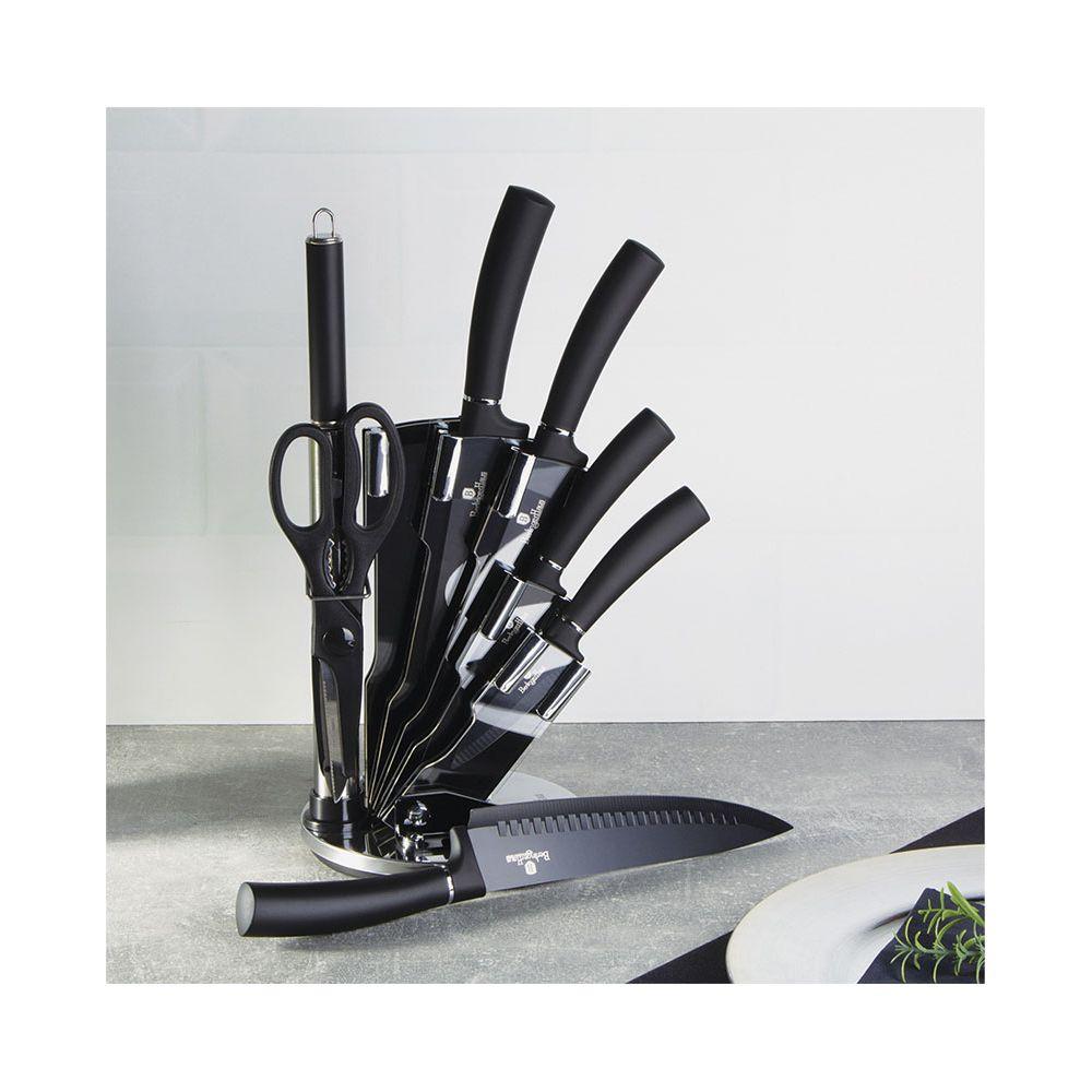 Berlinger Set de couteaux 8 pièces avec bloc en acrylique Black Silver Collection  