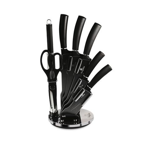 Berlinger Set de couteaux 8 pièces avec bloc en acrylique Black Silver Collection  