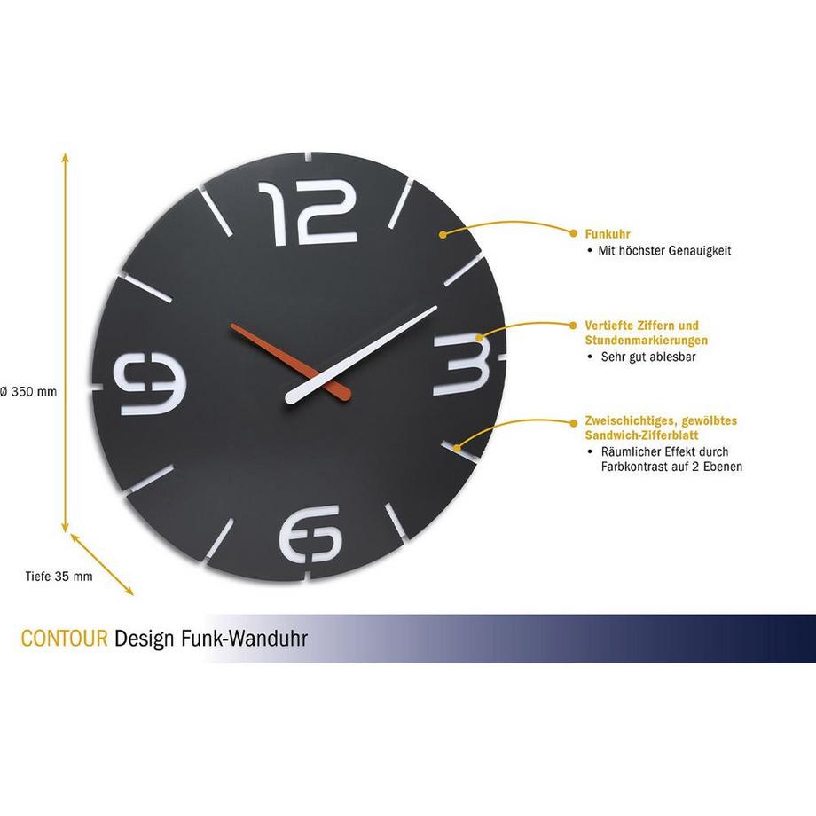 TFA Dostmann Horloge murale sans fil CONTOUR  