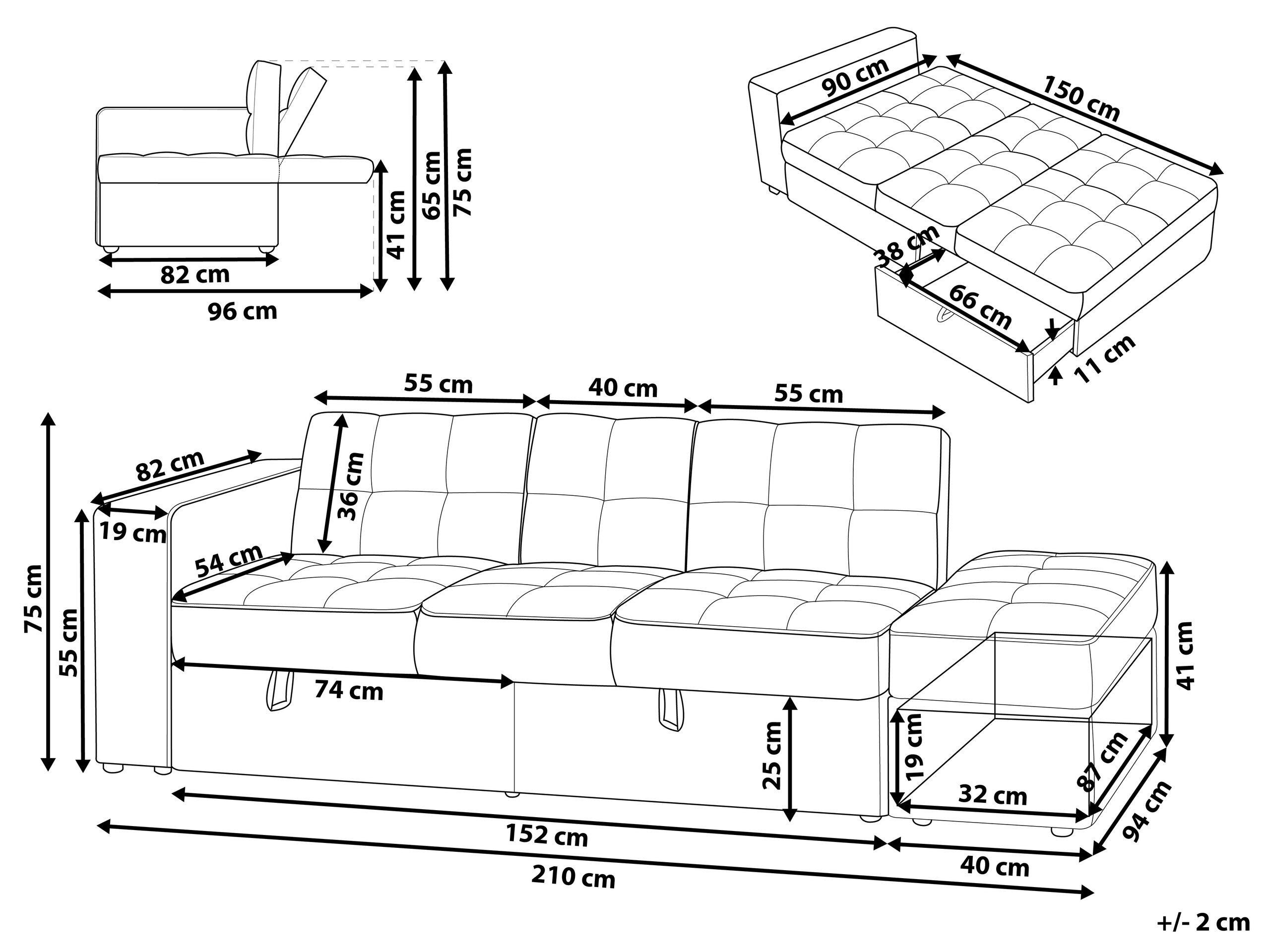 Beliani Schlafsofa aus Polyester Modern FALSTER  