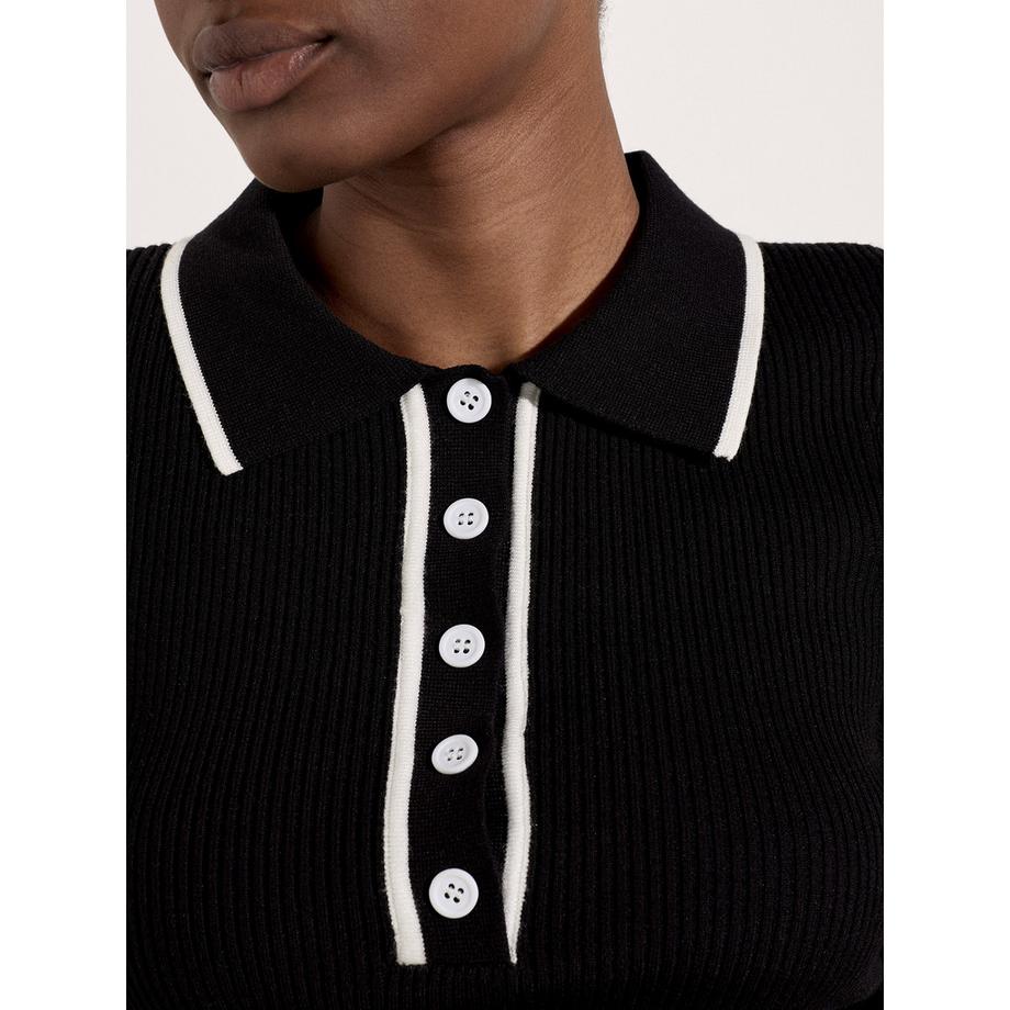 APRICOT Top in maglia costata con bordi contrastanti  