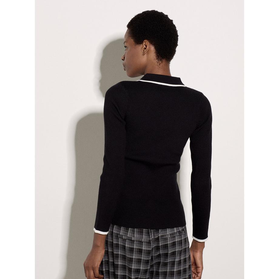 APRICOT Top in maglia costata con bordi contrastanti  