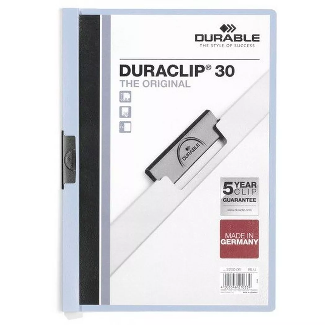 Duraclip - Chemise Duraclip A4 Dos 3cm Bleu Clair