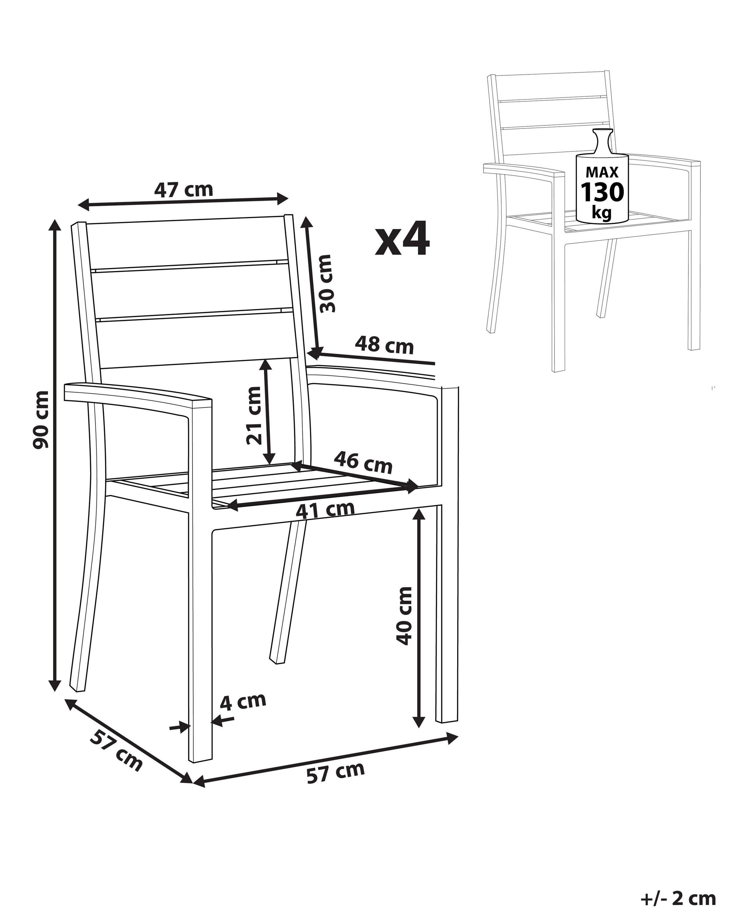 Beliani Lot de 4 chaises de jardin en Bois synthétique Industriel PRATO  