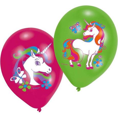 NEUTRAL  NEUTRAL Latexballons Einhorn 6 Stk. 9902173 pink, grün 27.5cm 