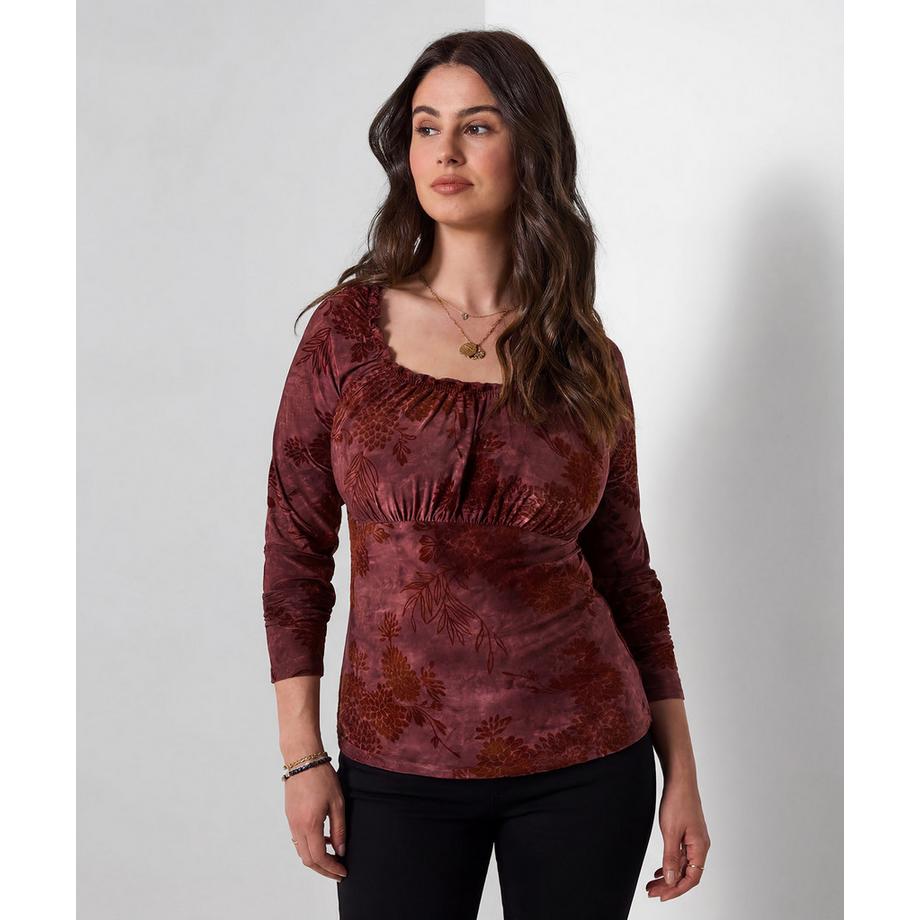 Joe Browns Blouse en Jersey à Col Froncé Imprimé Floqué  