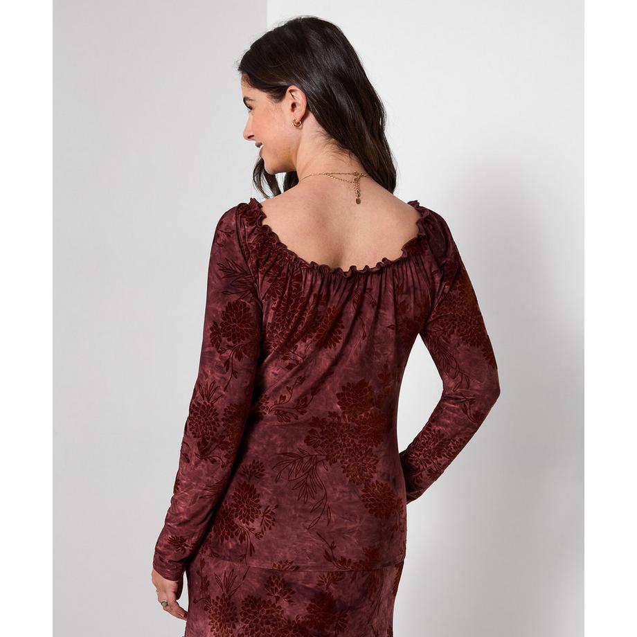 Joe Browns Blouse en Jersey à Col Froncé Imprimé Floqué  