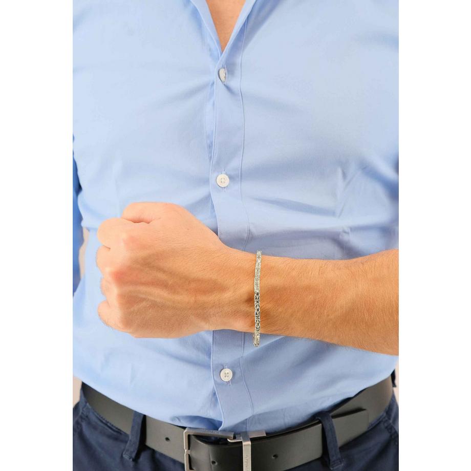 MUAU Schmuck  Bracelet chaine royale classique en or blanc 750, 22cm, 3,3mm 