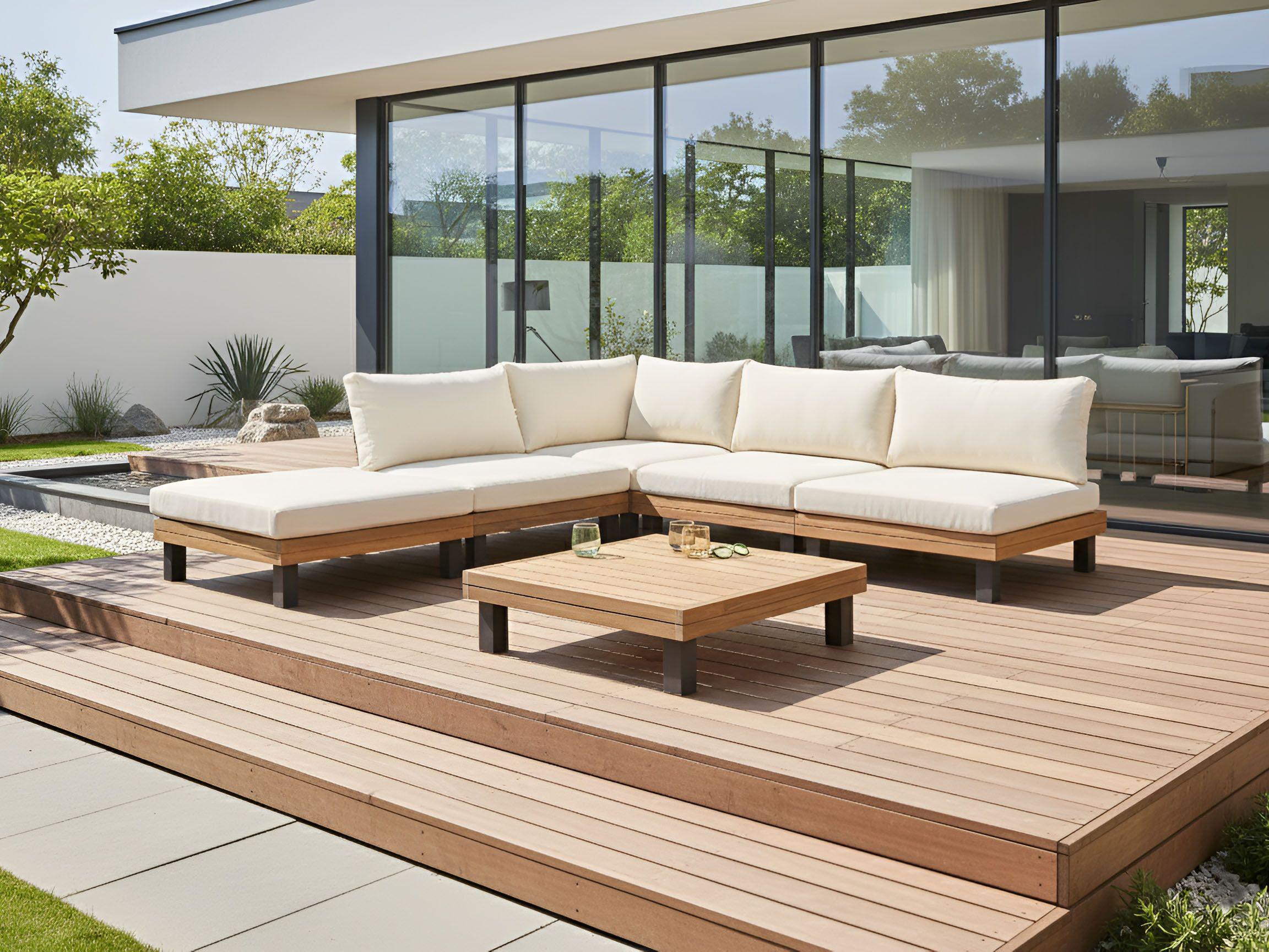Beliani Set lounge pour jardin en Bois d'acacia certifié FSC® Moderne FRAZZANO  