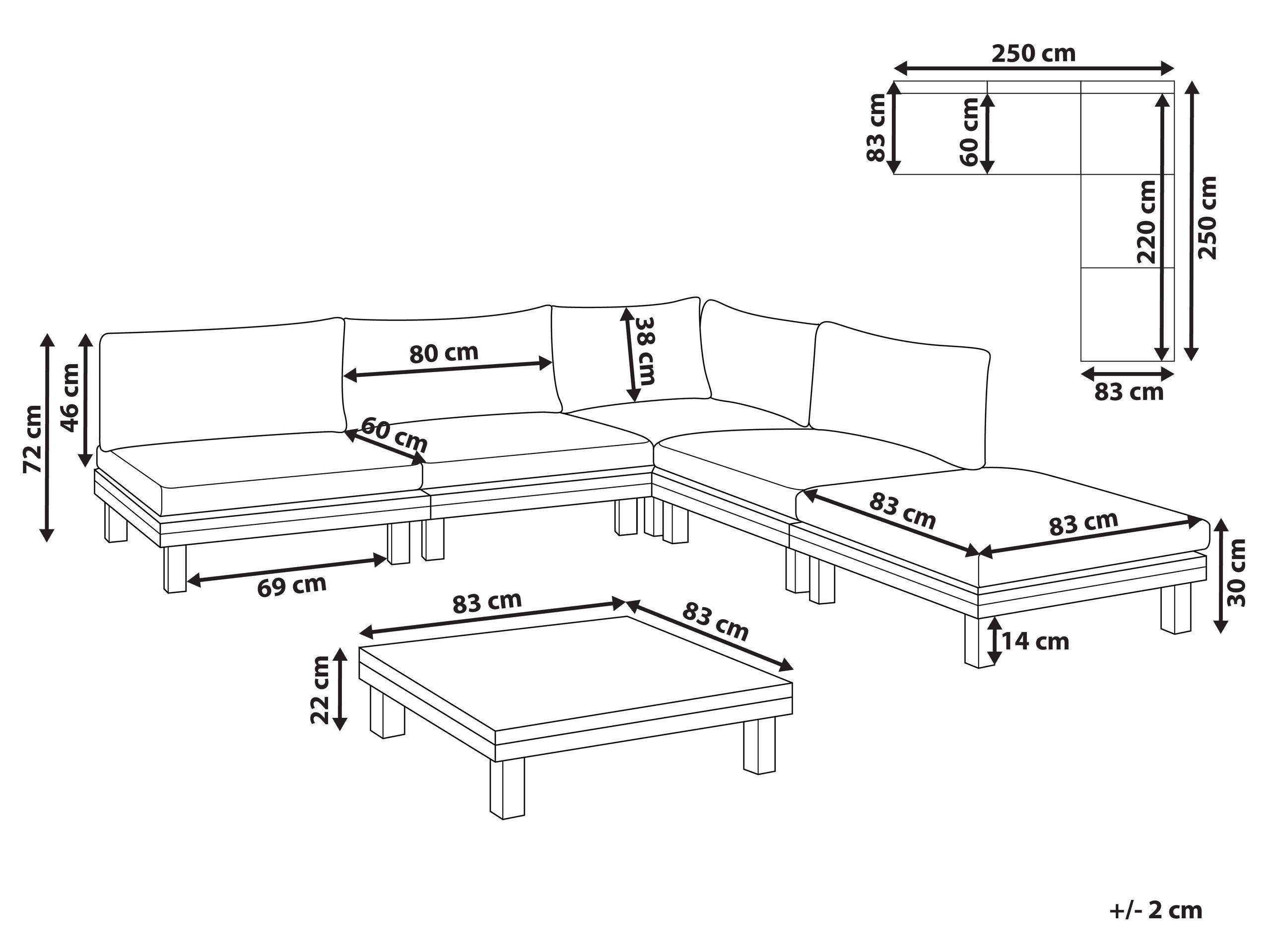 Beliani Set lounge pour jardin en Bois d'acacia certifié FSC® Moderne FRAZZANO  