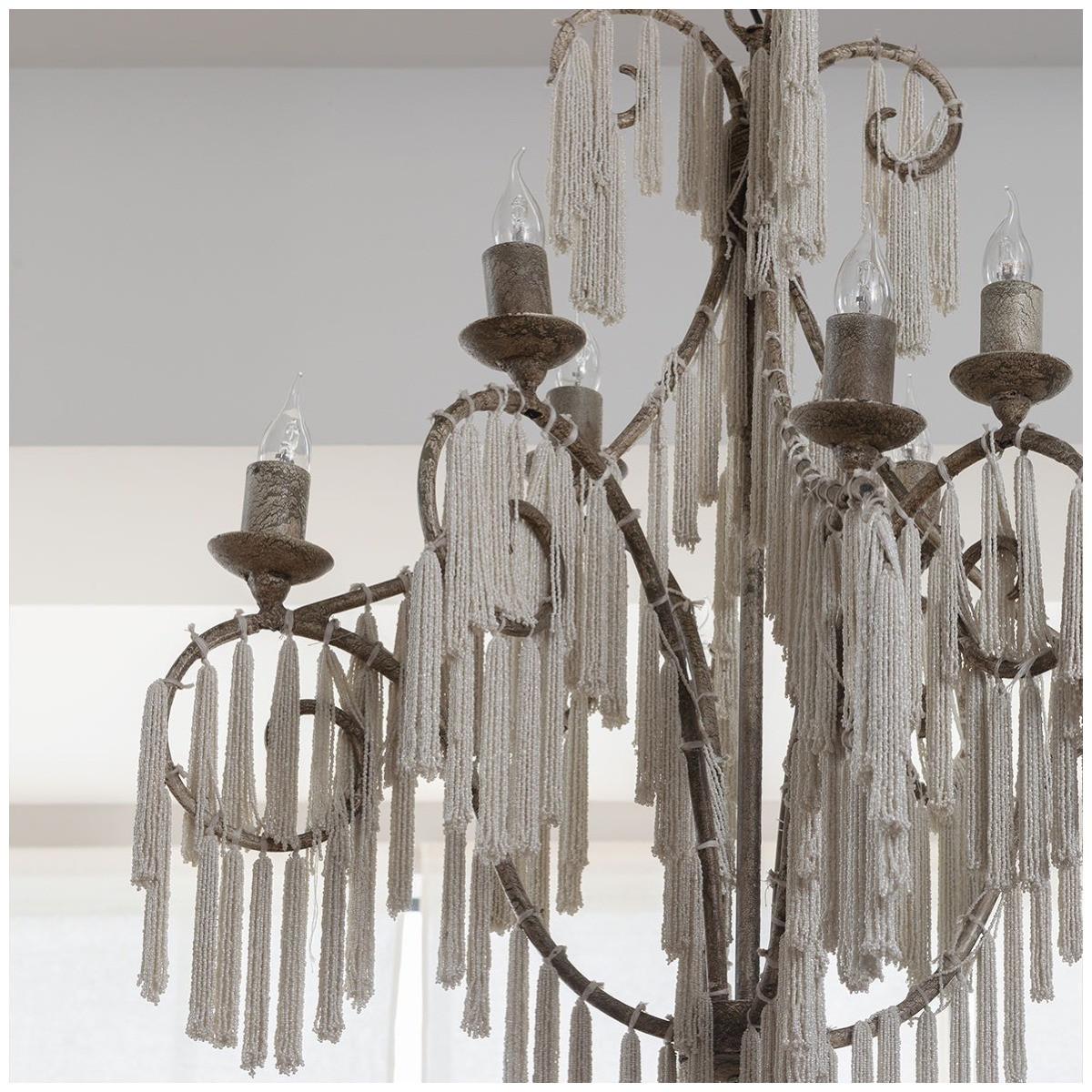 Blanc d'Ivoire Kronleuchter Anastasia Perlenquasten weiss 65  