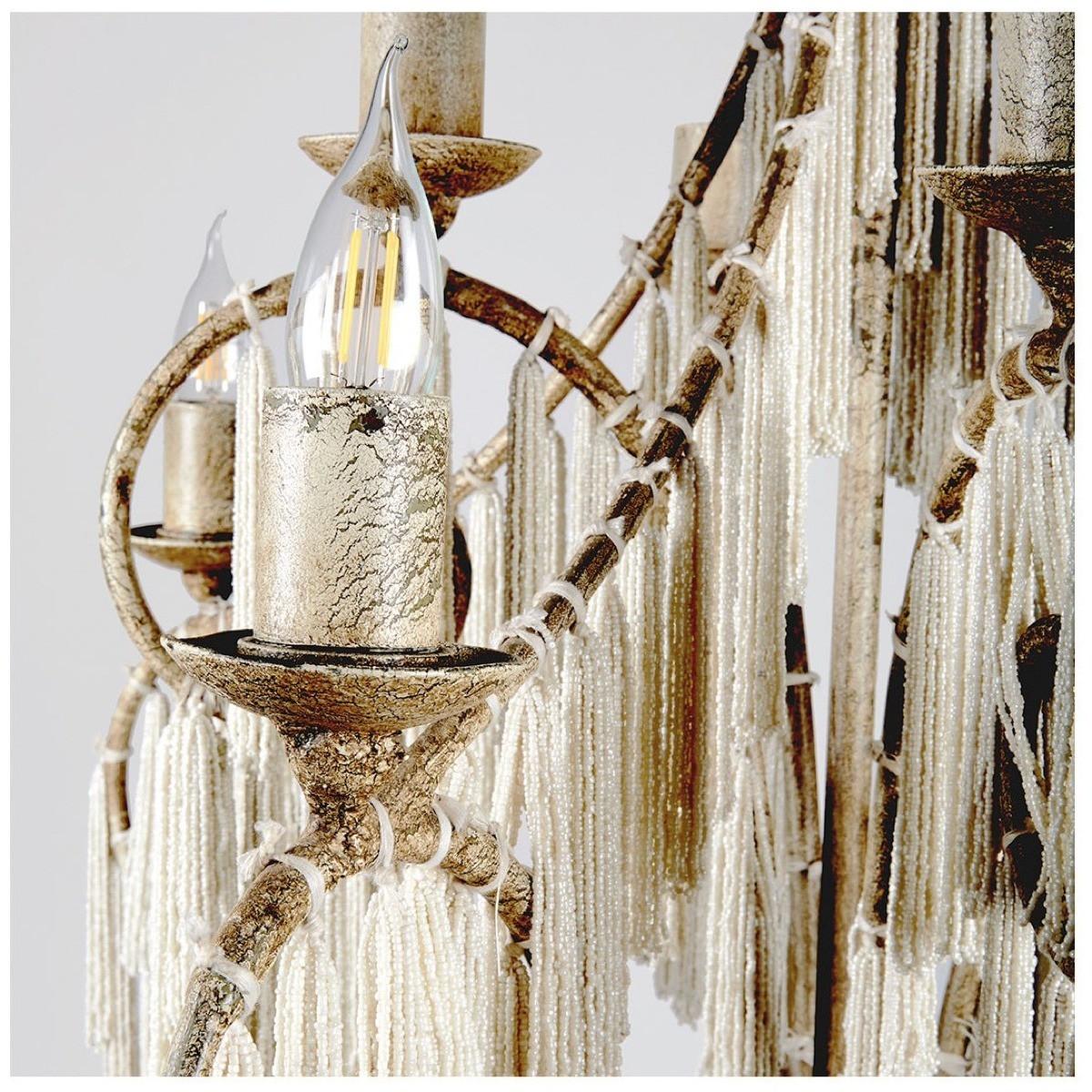 Blanc d'Ivoire Kronleuchter Anastasia Perlenquasten weiss 65  