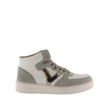 hoher sneaker aus spaltleder mit metallic-effekt damen madrid