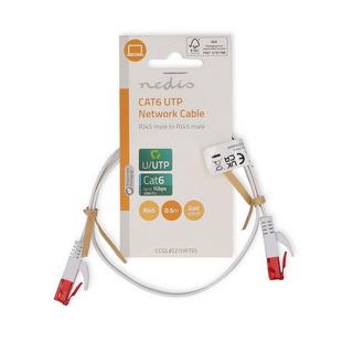 Nedis  CAT6 Câble réseau | RJ45 mâle | RJ45 mâle | U/UTP | 0.50 m | Snagless | Flat | PVC | White | Label 