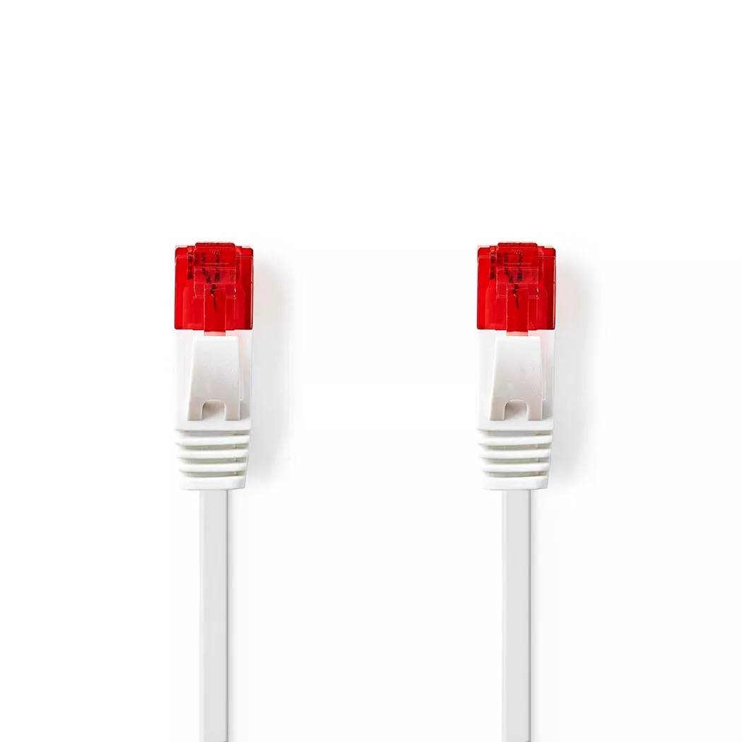 Nedis – CAT6 Netzwerkkabel | RJ45 Stecker U/UTP 0,50 m Snagless Flach PVC Weiß Etikett, One Size