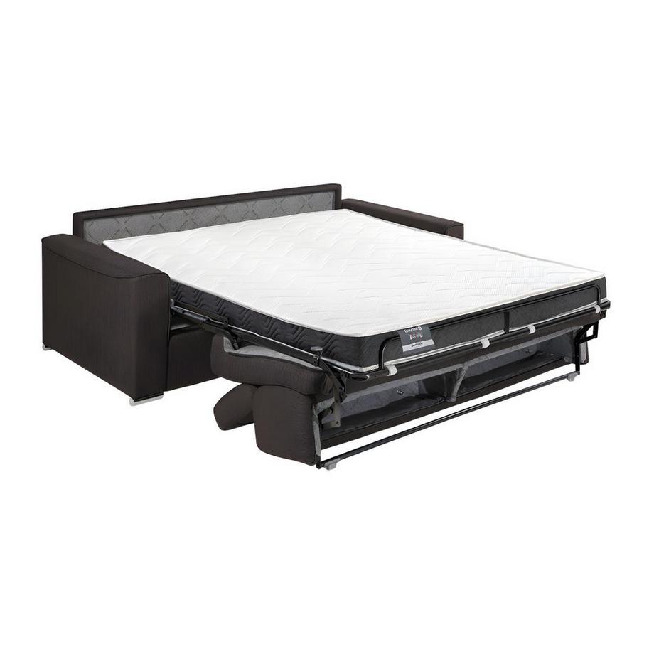 LINEA SOFA Canapé 4 places convertible express en tissu gris - couchage 160 cm - Matelas 14 cm avec mémoire de forme VIZIR  