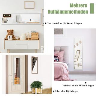 Northix Miroir rectangulaire pleine longueur avec crochet de suspension pour porte 33x119cm blanc  