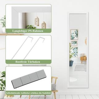 Northix Miroir rectangulaire pleine longueur avec crochet de suspension pour porte 33x119cm blanc  