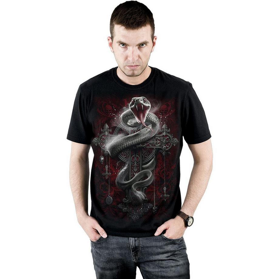 Spiral Gothic Snake Grafikdruck T-Shirt  