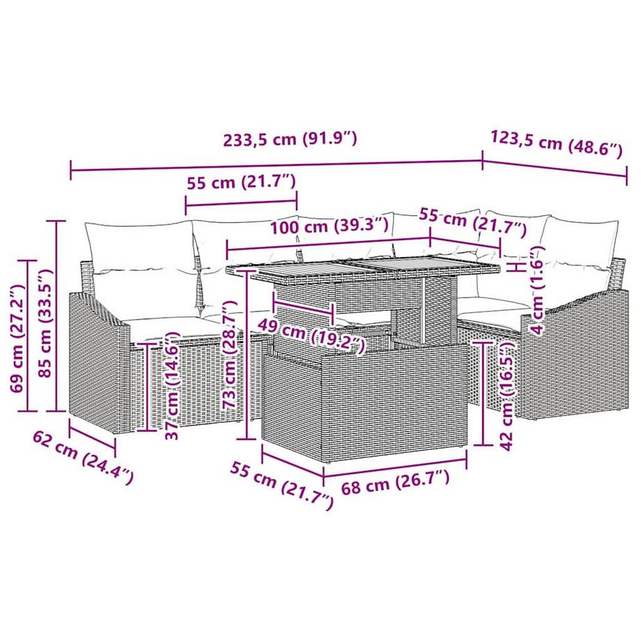VidaXL Canapé de jardin poly rattan  