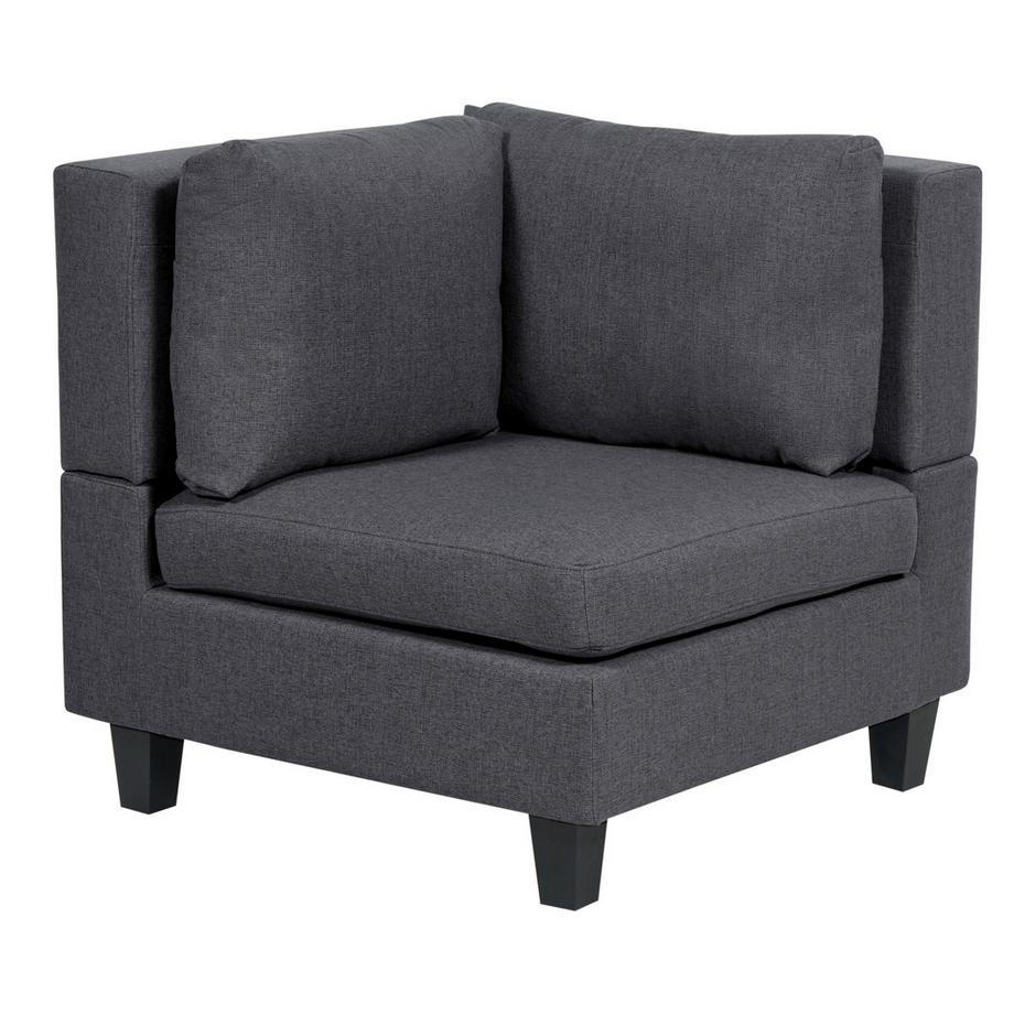 Beliani Canapé d'angle côté gauche avec ottoman en Tissu  UNSTAD  