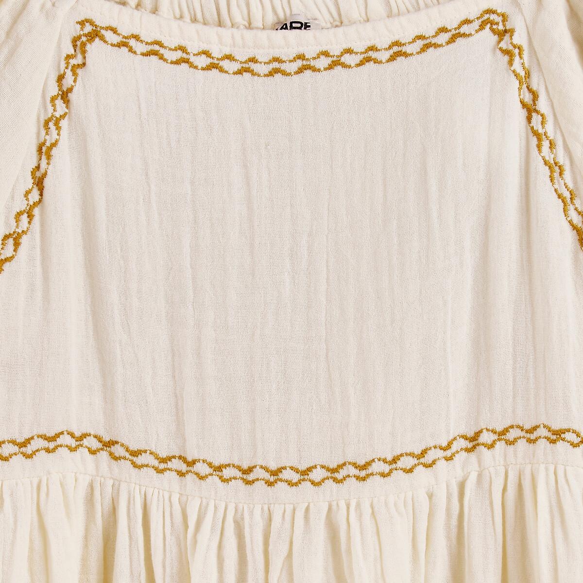 La Redoute Collections  Besticktes kurzärmeliges Kleid aus Baumwollgaze 