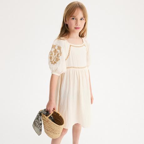 La Redoute Collections  Besticktes kurzärmeliges Kleid aus Baumwollgaze 