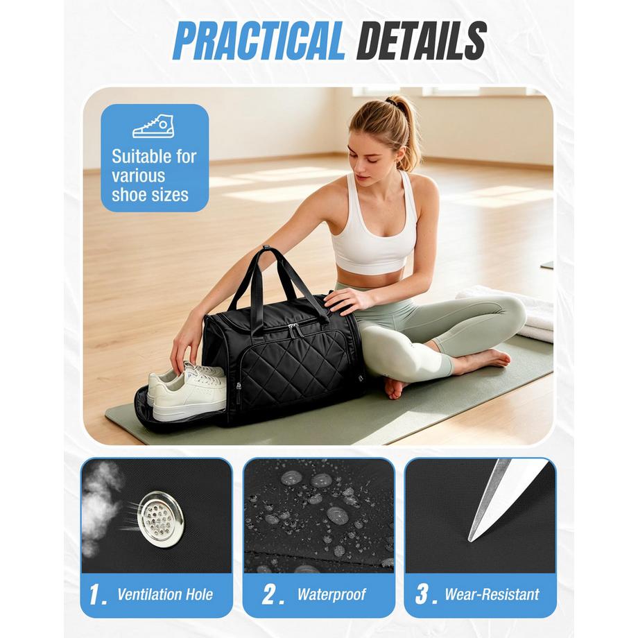 Only-bags.store Sac de Sport avec Compartiment à Chaussures et Compartiment Humide  