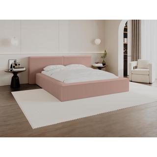 PASCAL MORABITO Lit coffre 160 x 200 cm - Velours côtelé - Rose + Matelas - TIMANO de Pascal Morabito  