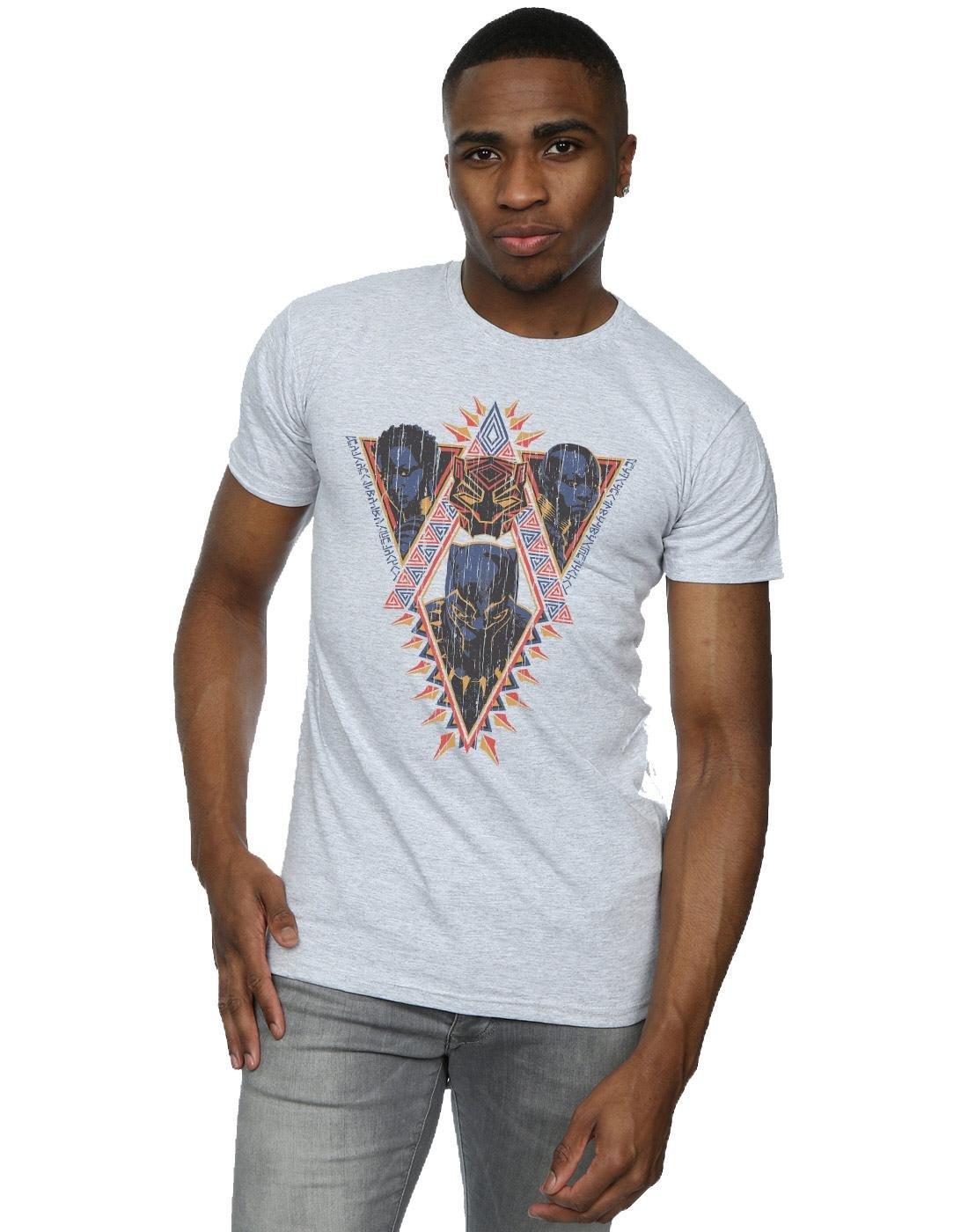 MARVEL  Tshirt BLACK PANTHER TRIBAL HEADS 