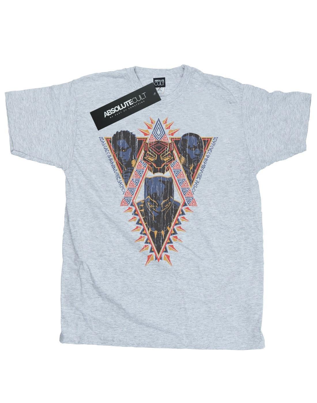 MARVEL  Tshirt BLACK PANTHER TRIBAL HEADS 