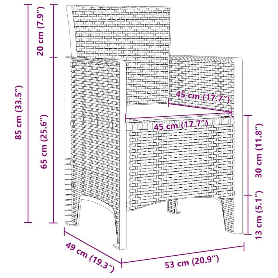 VidaXL Ensemble de salle à manger de jardin poly rattan  