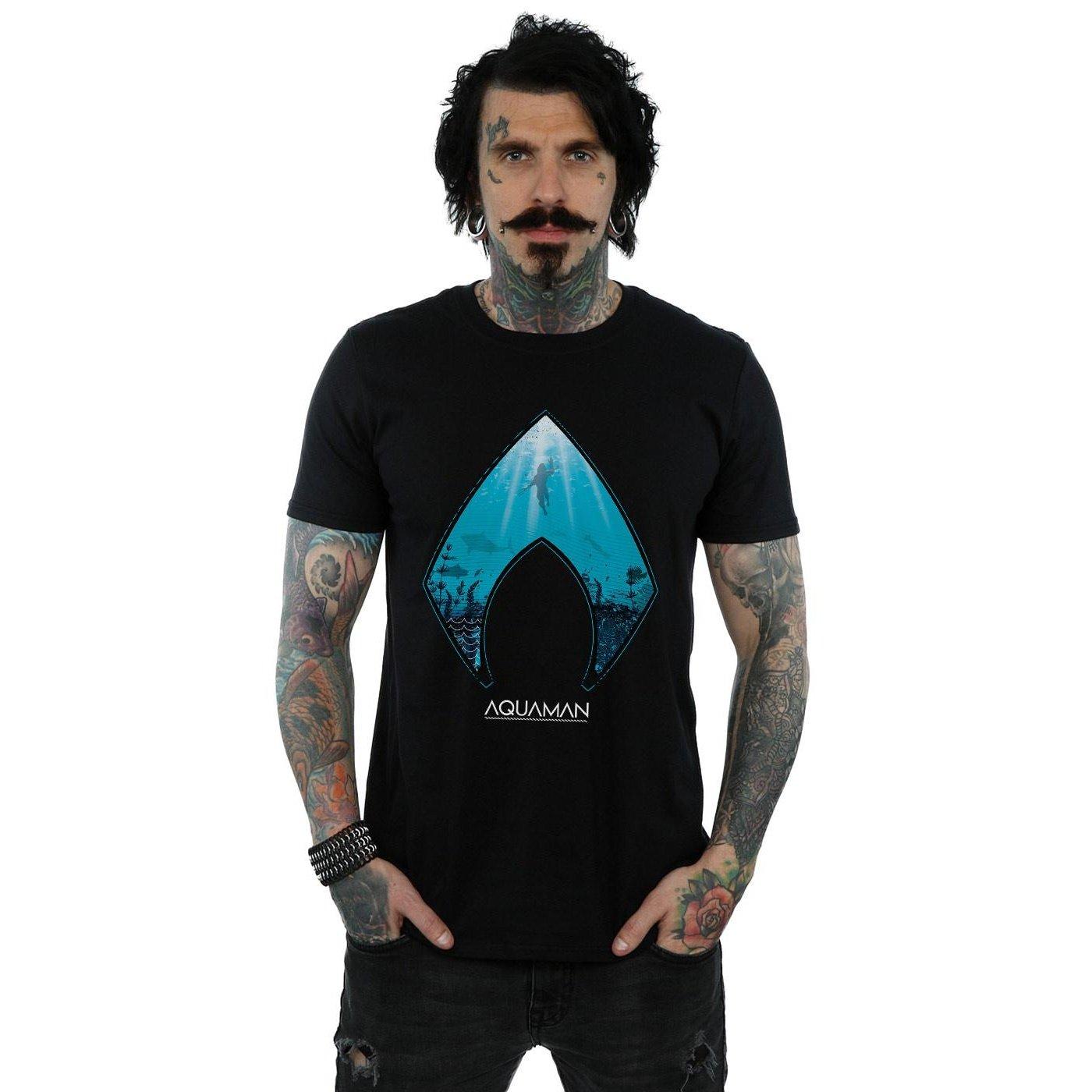 DC COMICS T-Shirt Stampata Logo Aquaman  