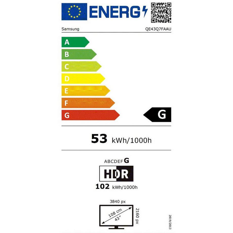 SAMSUNG  TV TV intelligente QLED Q7F 4K Samsung Vision AI da 43" (2025) QE43Q7FAAUXX 