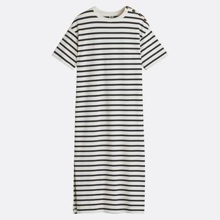 La Redoute Collections Langes gestreiftes Jerseykleid mit Schulterknöpfen  