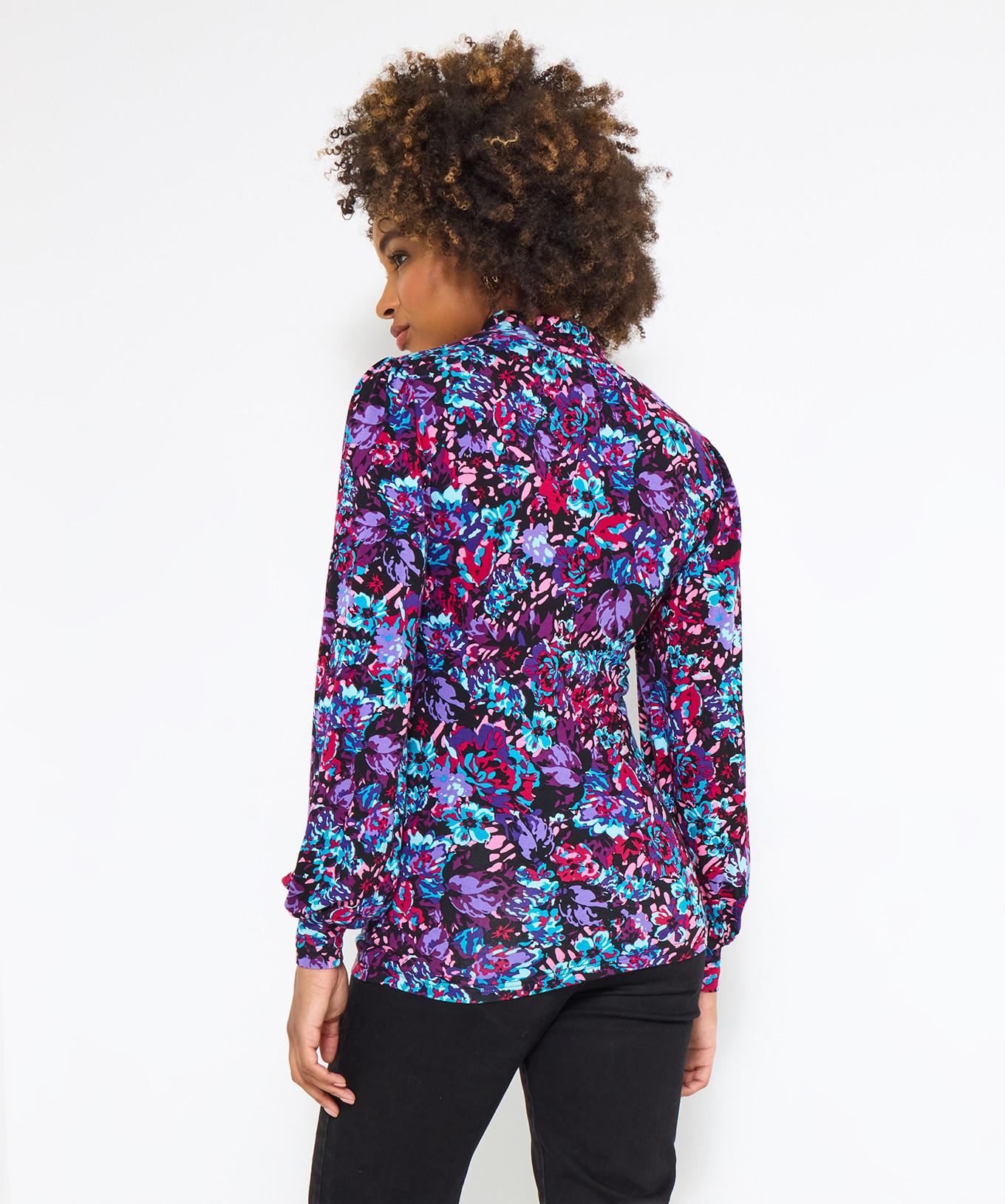 Joe Browns Top in Jersey con Stampa Floreale Vivace e Collo Alto  