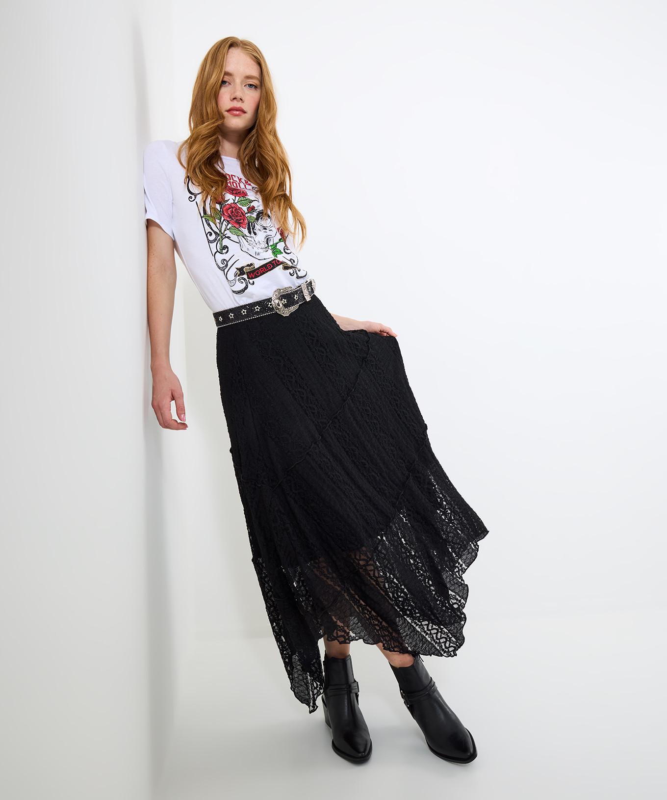 Joe Browns Schwarzer Spitzen Maxirock High-Low Saum  