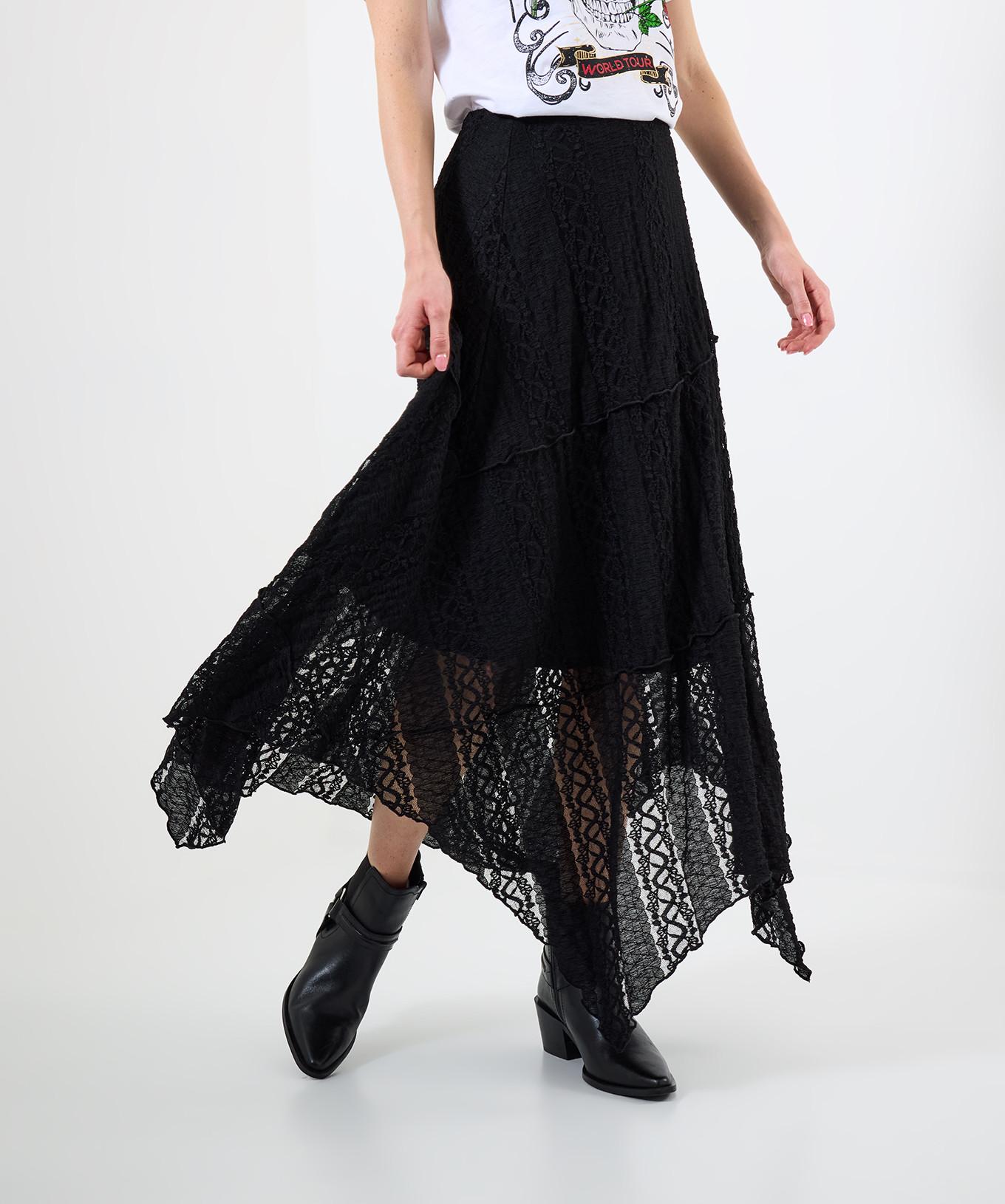 Joe Browns Schwarzer Spitzen Maxirock High-Low Saum  