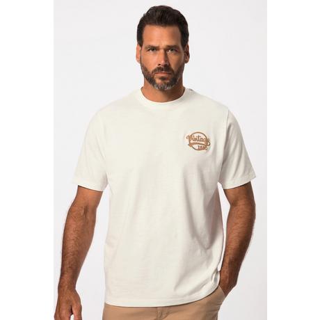 JP1880  T-shirt con ricamo vintage sul petto, scollo a girocollo e mezze maniche, fino alla tg. 8XL 