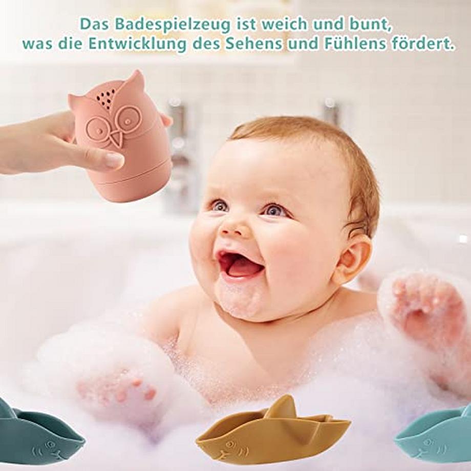 Activity-board  Lot de 7 jouets de baignoire, jouets de bain bébé en silicone animaux de bain baignoire baleine jouets d'eau animaux d'arrosage 