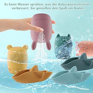 Activity-board  7er Set Badewannenspielzeug, Badespielzeug Baby Silikon Badetiere Badewanne Badewal Wasserspielzeug spritzende Tiere 