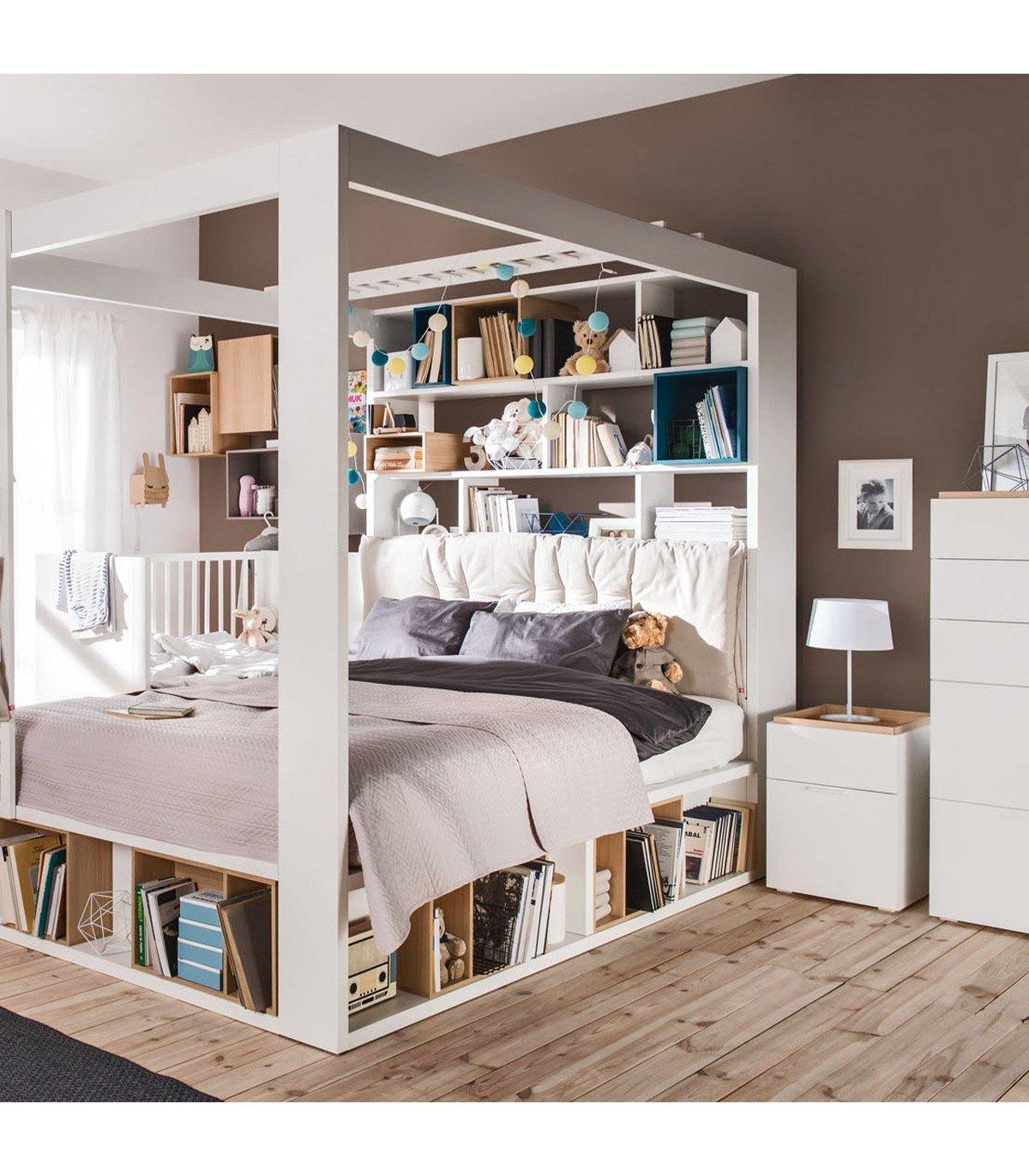 Calicosy Nachttisch mit 2en Schubladen und Holzplatte - 4you  