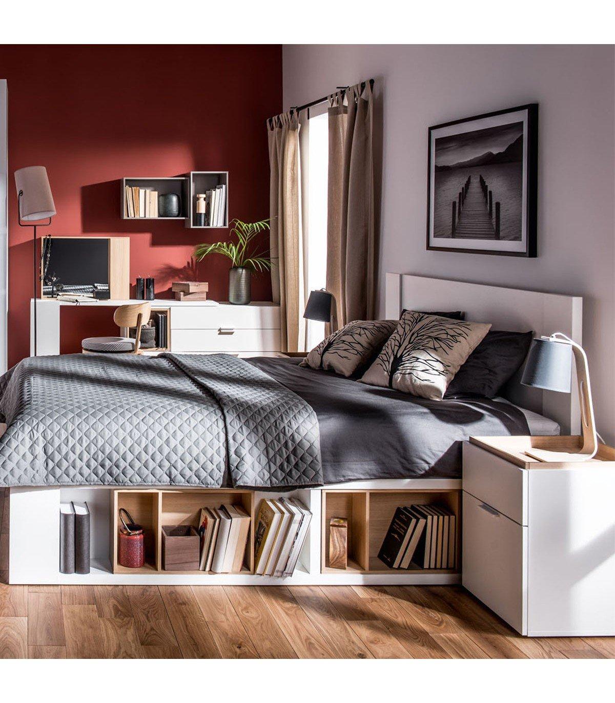 Calicosy Nachttisch mit 2en Schubladen und Holzplatte - 4you  